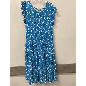 NWT Draper James ruffle-sleeve midi dress Women's XL Blue Floral NEW $110 Fairy